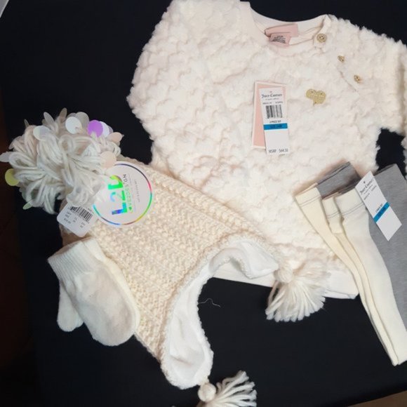 Juicy Couture 24 MONTHS Cozy Legging & Sweater Set + Hat and Gloves Set NWT - Picture 8 of 16
